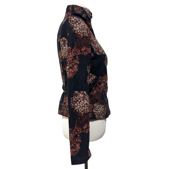 Marrakech Anthropologie Jacket Walsh Hydrangea Black Pink Cotton Full Zip Sz S - Picture 5 of 10